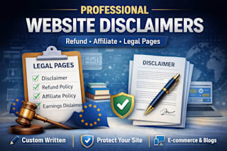 write website disclaimer, refund policy and legal pages