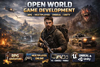 develop open world game, multiplayer game development for PC and consoles