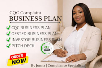 develop a business plan, pitch deck for startups, ofsted, home care, cqc
