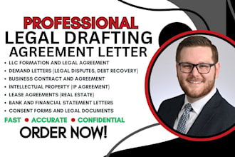 write llc legal agreements, bank statements, business agreement and IP letters