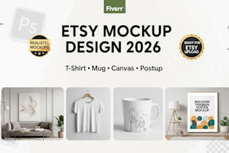 do etsy digital product mockup design tshirt mug canvas poster mockups