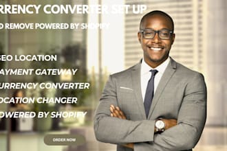 setup currency converter, geolocation and powered by shopify