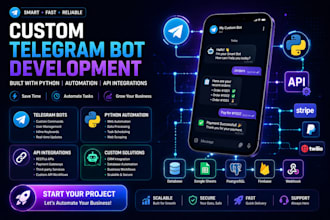 develop custom telegram bot with python for automation, api integrations