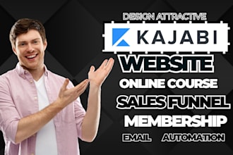 do custom kajabi online course, kajabi sales page, kajabi funnel, kajabi website