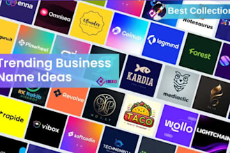 create unique memorable business name, slogan, logo catchy domain name, website