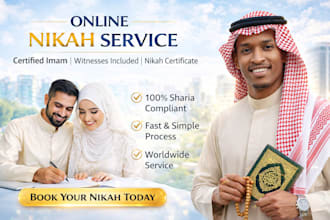 perform valid online nikah as certified imam and two witness certificate