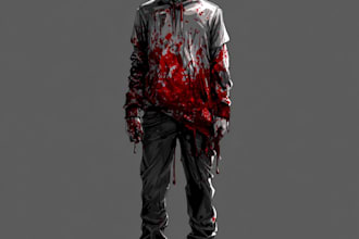 draw bloody horror illustration