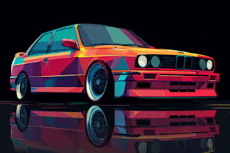 make amazing vector car portrait form your car