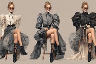 draw a realistic fashion illustration