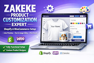 set up zakeke product customization for shopify or woocommerce