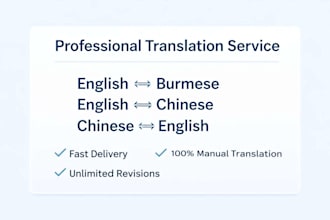 translate english, burmese and basic chinese manually