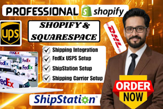 setup setup fedex ups usps dhl shopify squarespace shipping carrier, method