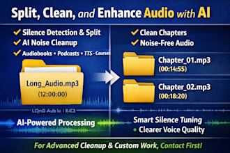 split, clean and enhance audio using ai silence detection and noise reduction