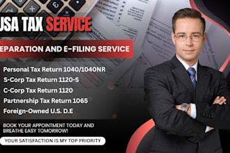 file your usa resident, non resident tax return 1040 schedule c 1065 1120s