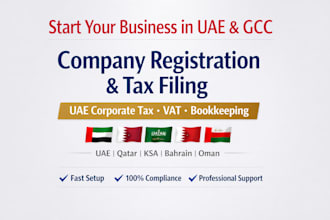 register company in uae qatar, handle tax vat filing,corporate tax,bookkeeping