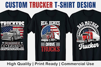create custom trucker t shirt design for print