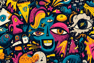 make vector doodle art illustration, doodle pattern, doodle sticker, nft design