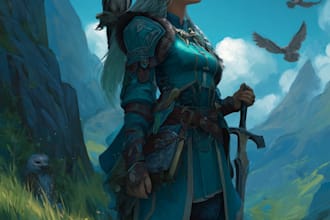 paint a character illustration in a fantasy world