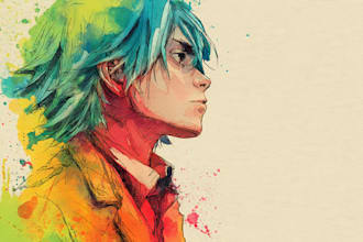 paint a colorful portrait in watercolor