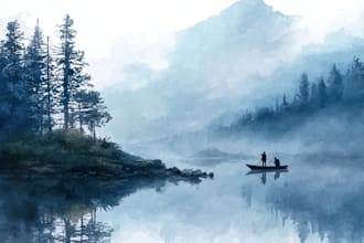 draw a watercolor landscape illustration
