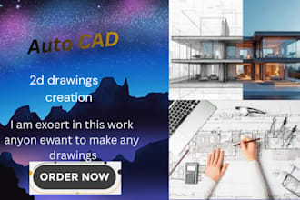 convert hand sketches into professional autocad 2d drawings