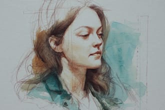 draw a sketchy watercolor portrait