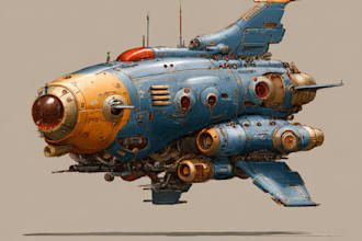 draw sci fi spaceship concept art or aircraft design for you