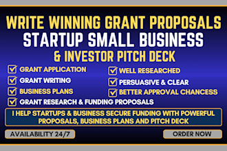 do winning grant proposal writing startup business plans and investor pitch deck