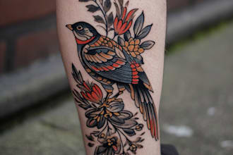 create a traditional or neo traditional tattoo design
