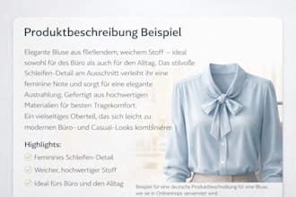 write SEO german product descriptions for fashion ecommerce