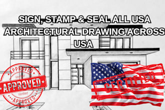 review, stamp, seal and sign architectural drawings for projects across the USA