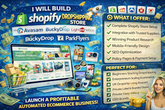 build shopify dropshipping store via avasam buckydrop parkflyers wholesales2b