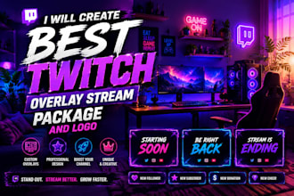 create twitch overlay stream package and logo