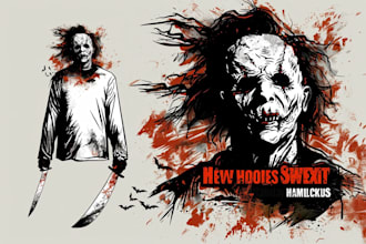 draw halloween slasher movies fan art for your t shirt design
