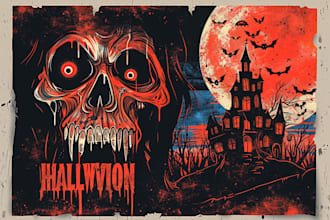 design vintage halloween horror movie poster