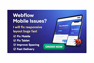 fix webflow mobile responsive issues and layout bugs fast