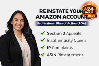 write a professional amazon appeal and plan of action to reinstate your account