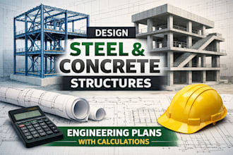 design steel and concrete structures, engineering plans with calculations