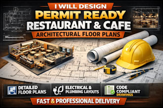 design permit ready restaurant and cafe architectural  floor plans