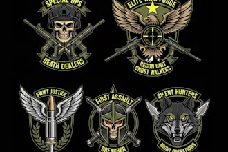 do unique military, army, tactical patch logo design for you