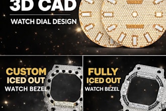 design custom hip hop iced out watch 3d cad model for production