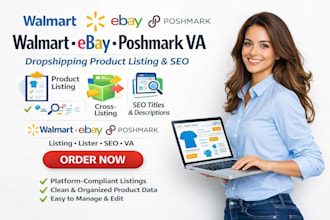 walmart poshmark ebay va dropshipping cross product design listing lister seo