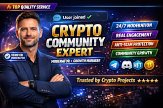 be crypto telegram, discord community manager or moderator growth with chatters
