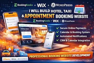 build hotel taxi appointment booking website booking koala wix wordpress website