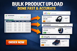 upload bulk product listing on ebay, amazon and shopify, bulk product upload