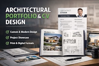 design a professional architectural portfolio and CV