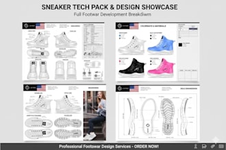 create shoe, footwear, sneaker design for brand and cad sole pattern tech