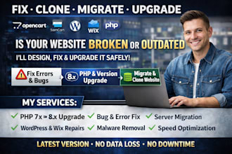 fix clone migrate upgrade opencart samcart wordpress wix store version php webs