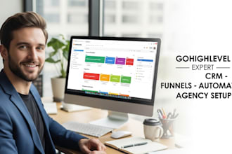 build and set up your gohighlevel CRM funnels, automation and website as  expert