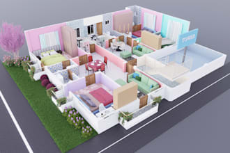create 3d sectional floor plan of your home